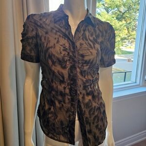 Animal Print Short Sleeve Button Down